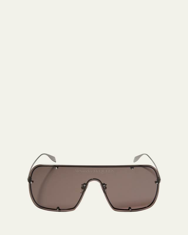 Studded Logo Metal Shield Sunglasses